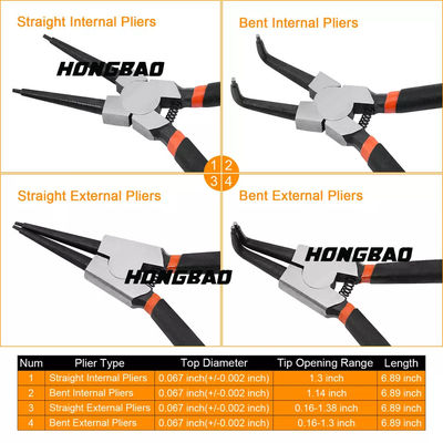 Rottura interna ed esterna Ring Pliers Circlip Pliers Retaining 4PCS a 7 pollici 5pc